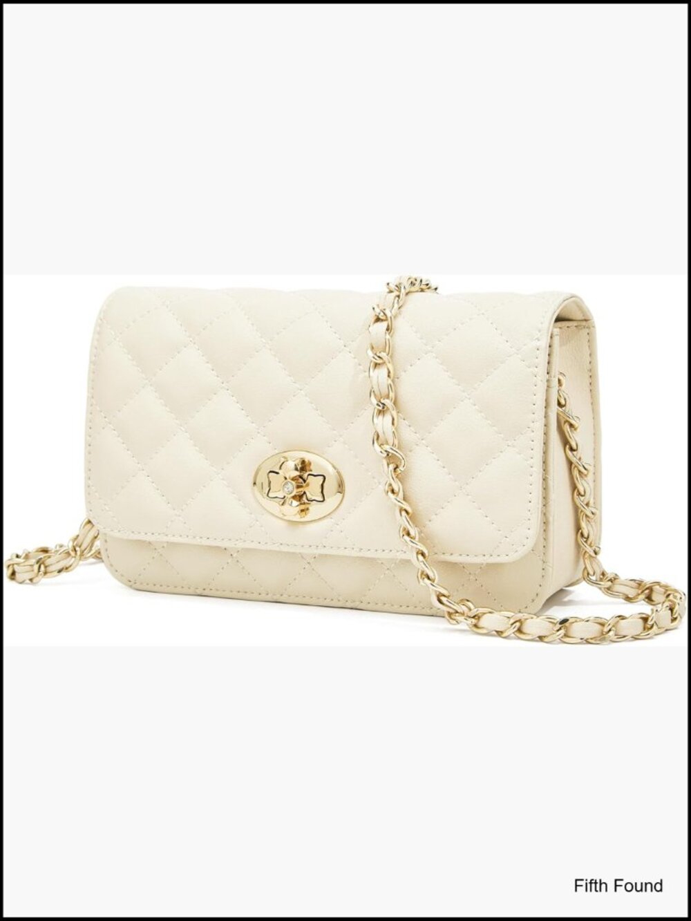 Genuine Leather Quilted Crossbody Bag with Chain Strap Small Shoulder Purse Flap